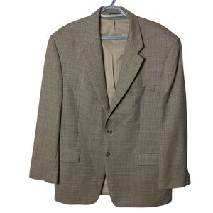 Lauren Ralph Lauren Brown Houndstooth Sportscoat Blazer Tan 100% Wool Size 44 R